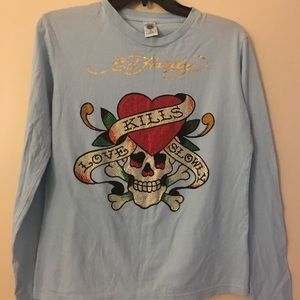 COPY - Light blue Ed Hardy with Rhinestones